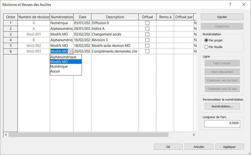 Revisions Revit 2022